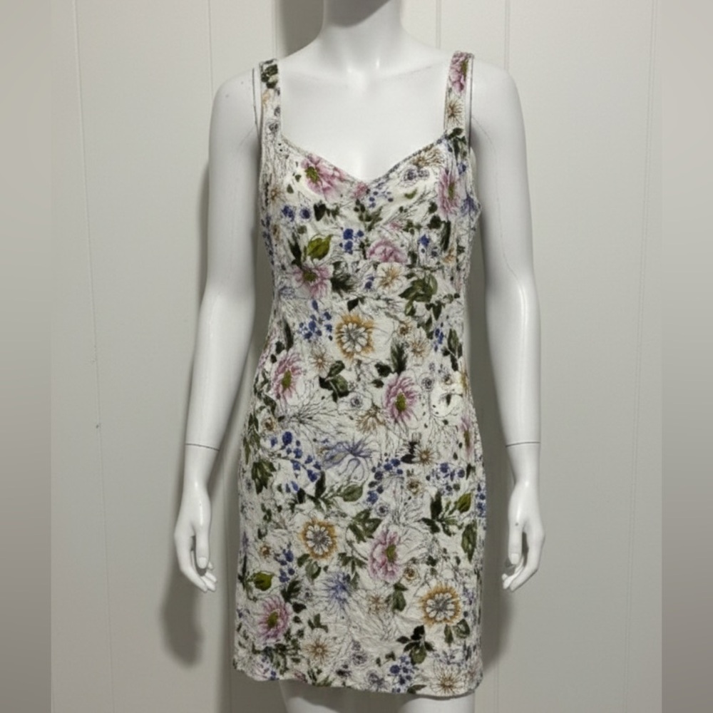 Denver Hayes Floral Midi Dress - White, Purple, Green, Blue